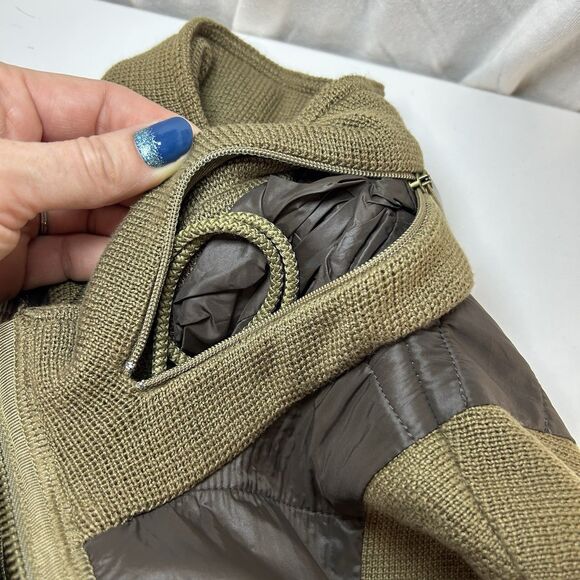 Eddie Bauer Women's Large Green Sweater Vest Military Army Style Full Zip Knit - Picture 5 of 12